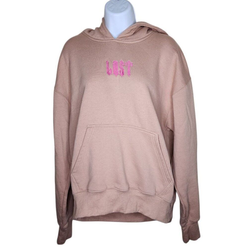 Lost Effects Pullover Sweatshirt Hoodie Womens Size L Pink